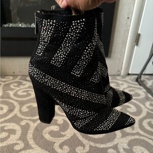 Black and silver ankle boot